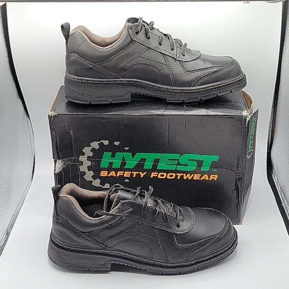 Hytest Hush Puppies Professional oxford steel toe Safety Shoe leather black 9.5